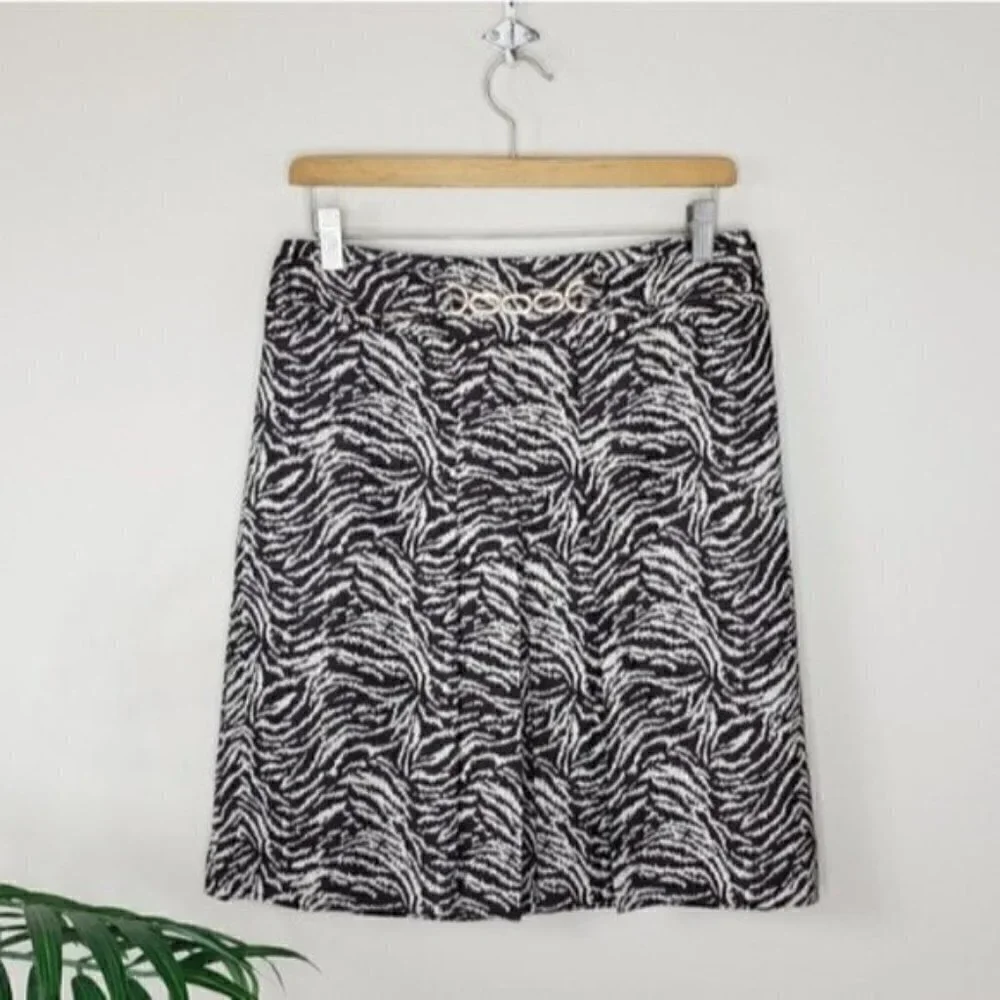 Ann Taylor | Brown Tan Animal Print Pleated Front Skirt